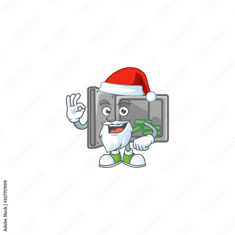 A lovely Santa security box open mascot picture style with ok finger