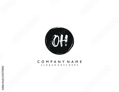 OH initial letter elegant handwriting logo collection