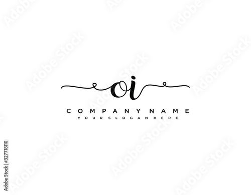 OI initial letter elegant handwriting logo collection