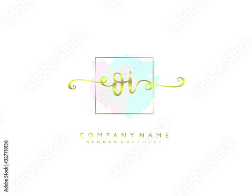 OI initial letter elegant handwriting logo collection