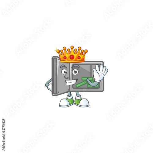 A dazzling of security box open stylized of King on cartoon mascot design