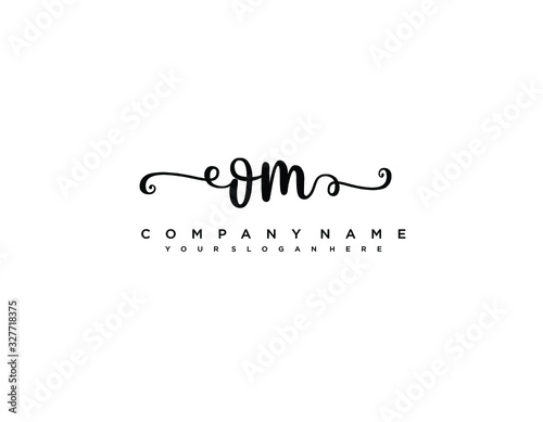 OM initial letter elegant handwriting logo collection