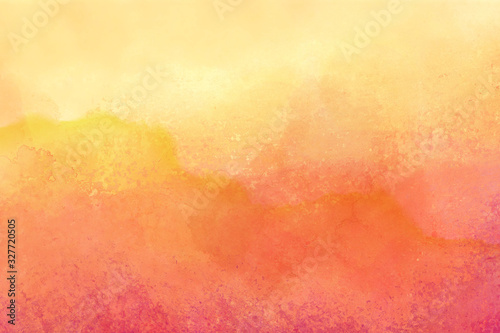 Red orange and yelllow background with watercolor and grunge texture design, colorful textured paper in bright autumn or fall warm sunset colors © Arlenta Apostrophe