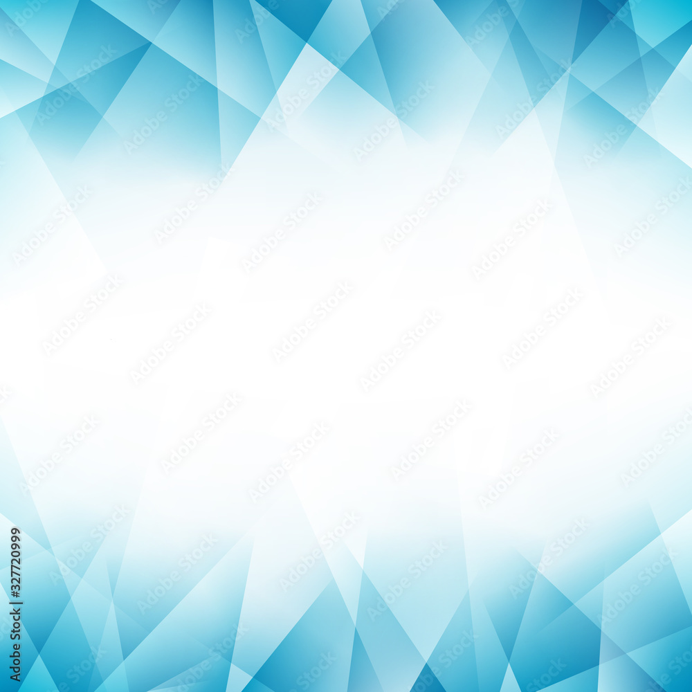 Light blue abstract background with geometric fractal shapes. Modern gradient blue vector illustration.