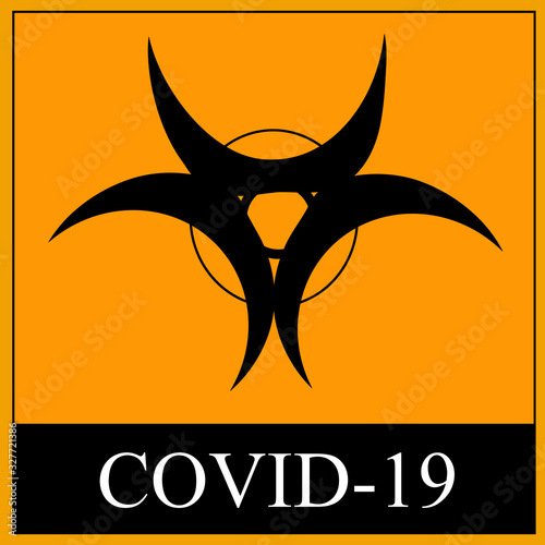 covid19 2019 MERS-nCoV Middle East Respiratory Coronavirus Syndrome Novel Coronavirus.Warning Disease quarantine area control Risk.Sign yellow background vector illustration image China wuhan, COVID19 photo