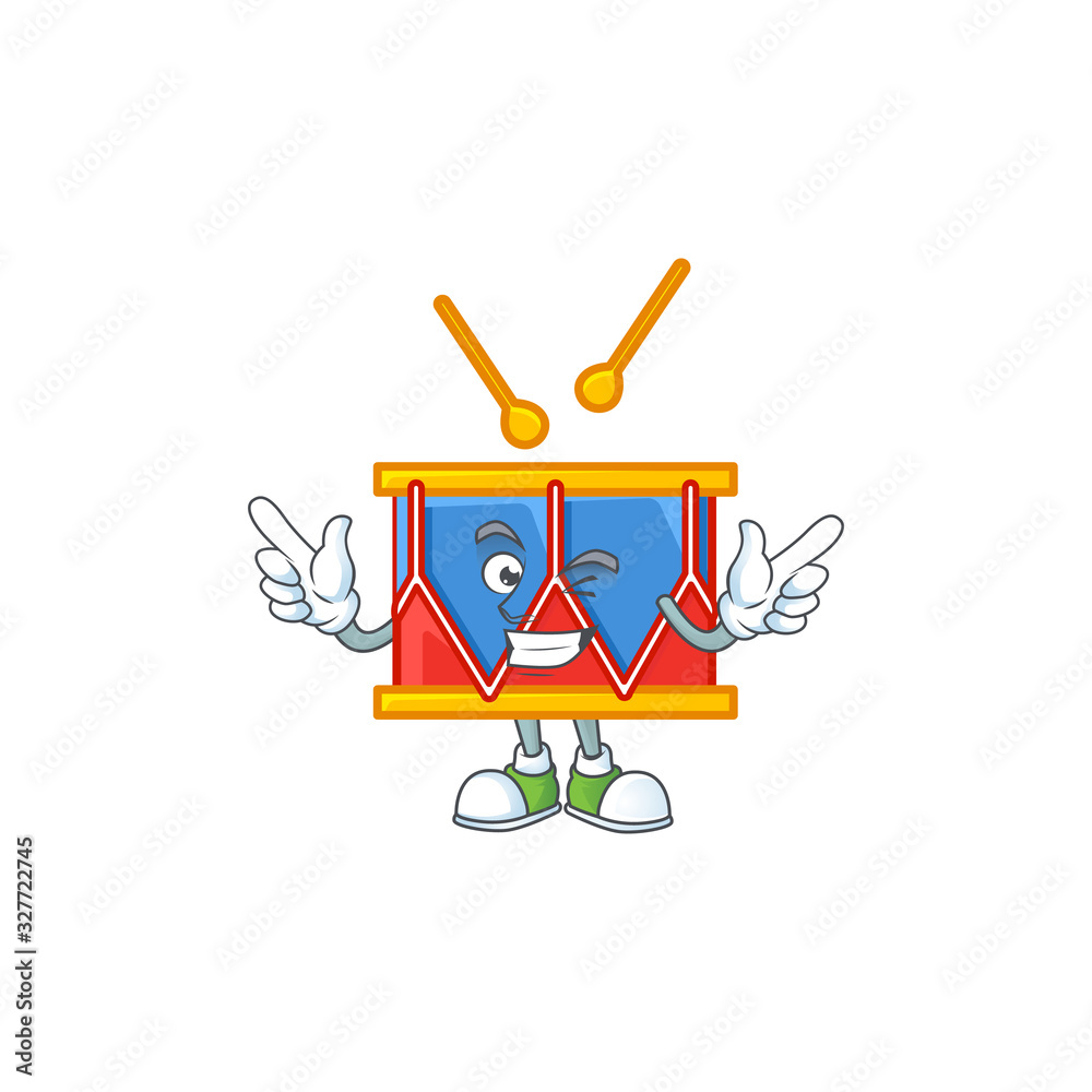 A comical face independence day drum mascot design with Wink eye A comical face independence day drum mascot design with Wink eye