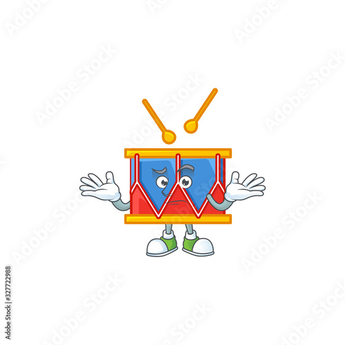 A comical Grinning independence day drum cartoon design style © kongvector