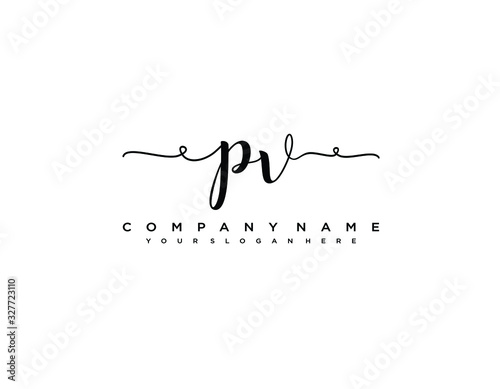 PV initial letter elegant handwriting logo collection
