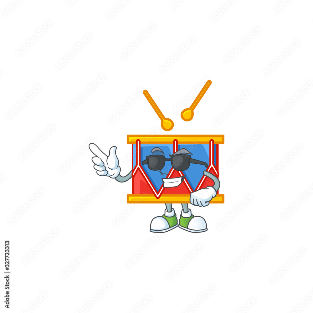 Super cool independence day drum mascot character wearing black glasses Super cool independence day drum mascot character wearing black glasses