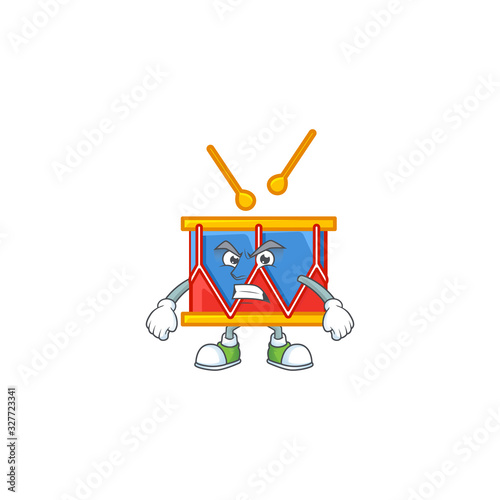 cartoon character of independence day drum with angry face