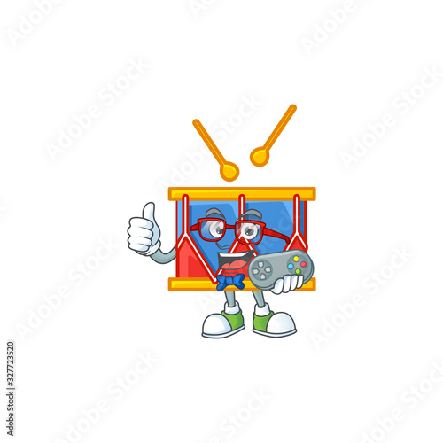 An attractive gamer independence day drum cartoon character design © kongvector