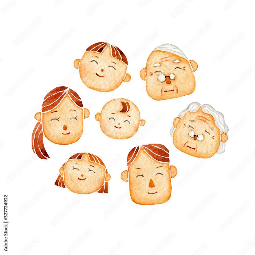 笑顔の家族 人物 水彩 イラスト Stock イラスト Adobe Stock