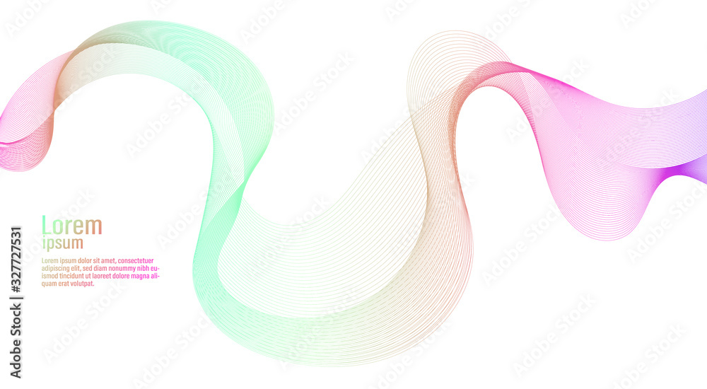 Obraz premium Abstract line pastel wave. Futuristic. Wonderful background in pastel tone. Modern surface design style. Vector illustration. Packaging wrap paper. Banner, Business card, Poster, Cover, Pattern. Minim