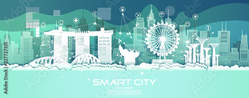 Technology wireless network communication smart city with architecture in singapore.