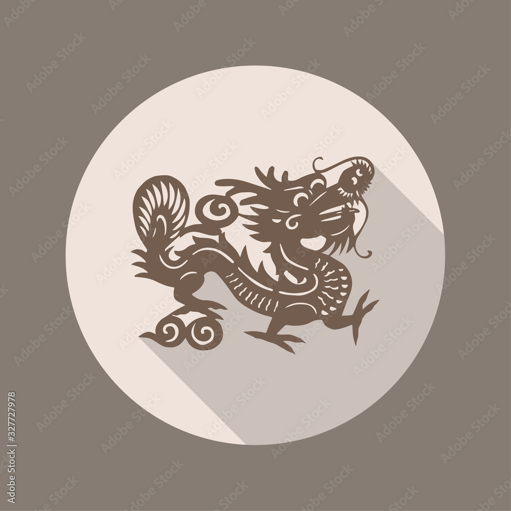 Ancient Chinese Dragon Icon, Flat Design Ancient Chinese Dragon Icon, Flat Design