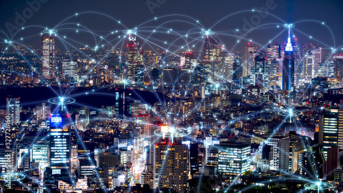 smart city and communication network  connection concept 