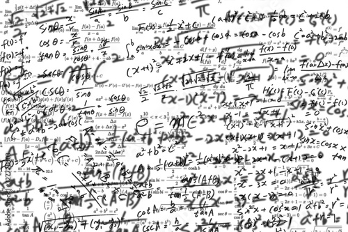 a whiteboard full of mathematical formulas. educational concept background