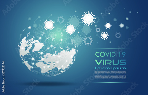 Communications about epidemic spread around the world with icon.