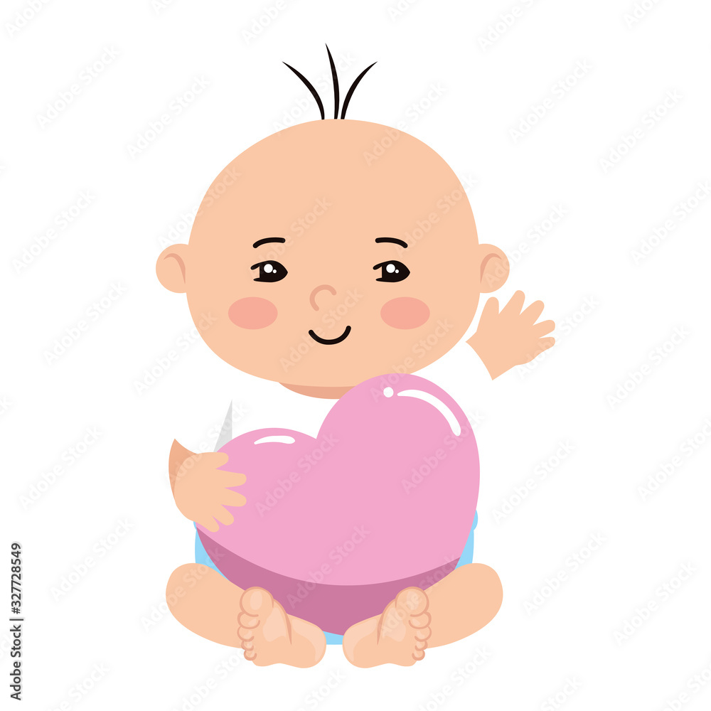 cute little baby boy with heart love vector illustration design cute little baby boy with heart love vector illustration design