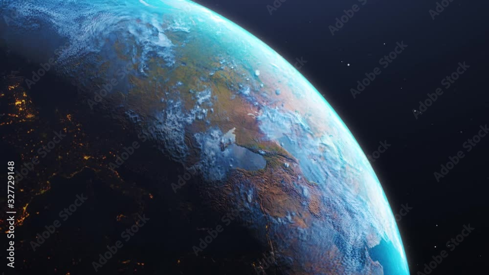 Planet Earth at night and day from the space. Time lapse of the rotation and city lights. Space exploration. Planet Earth at night and day from the space. Time lapse of the rotation and city lights. Space exploration.