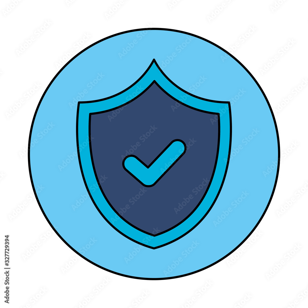 shield with check mark design of Security system warning protection danger web alert and safe theme Vector illustration shield with check mark design of Security system warning protection danger web alert and safe theme Vector illustration