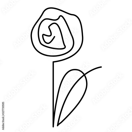 flower in the one line art for greeting cards, design of cosmetic packaging, prints, thematic design