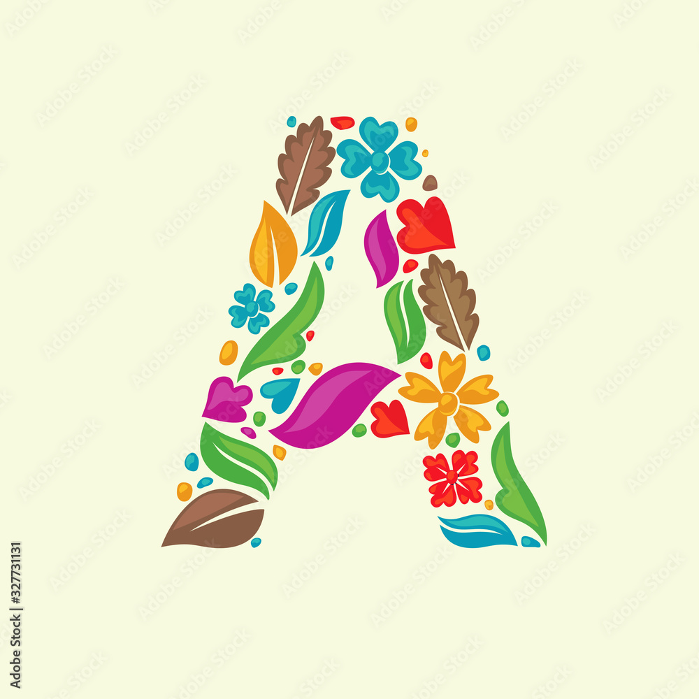 Fototapeta premium vector of Simple multi color floral shapes as initial letter a