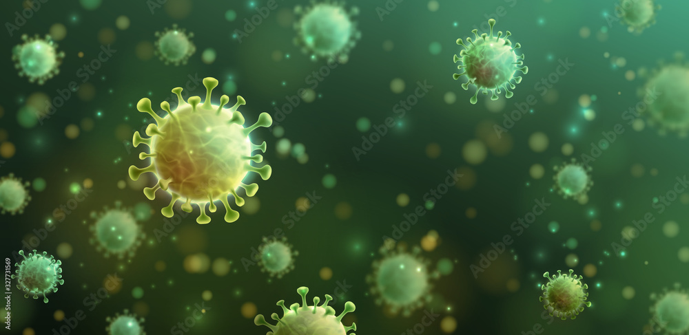 Vector of Coronavirus 2019-nCoV and Virus background with disease cells.COVID-19 Corona virus outbreaking and Pandemic medical health risk concept.Vector illustration eps 10