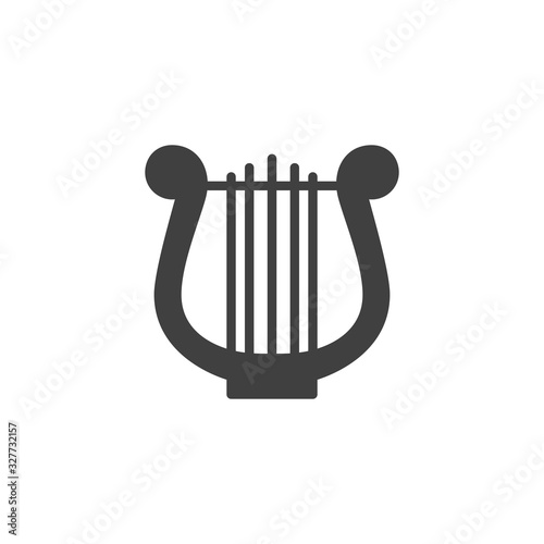 Harp music instrument vector icon. filled flat sign for mobile concept and web design. Lyre music glyph icon. Symbol, logo illustration. Vector graphics