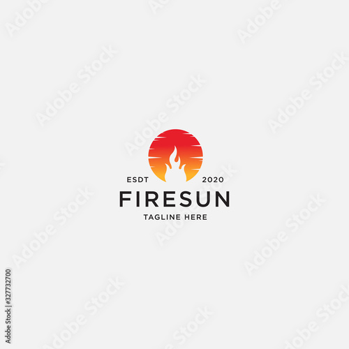 Fire sunset logo concept. vector illustration