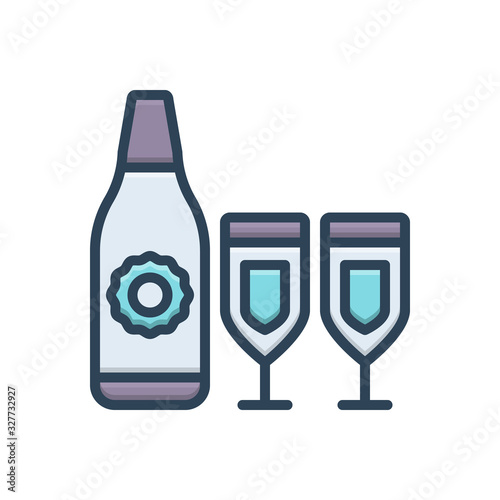 Color illustration icon for drink win 