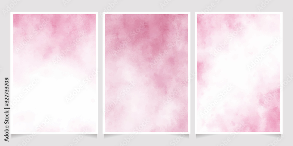 pink wet paper watercolor background for wedding invitation or birthday card template layout 5x7 collection