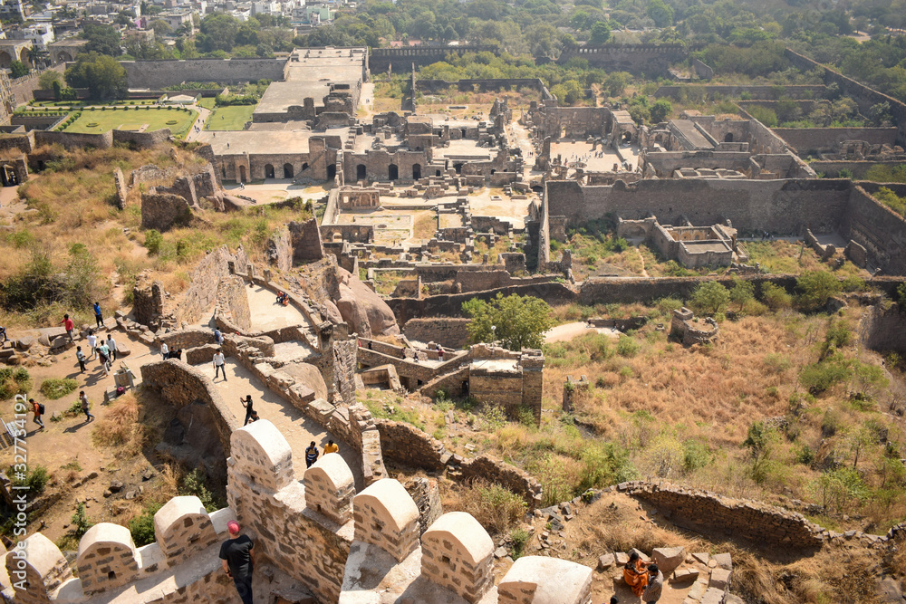 Fototapeta premium Old Historical Golconda Fort in India Background stock photograph