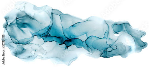 Watercolor texture. Alcohol ink texture. Painting isolated. Blue abstract background. Wall print