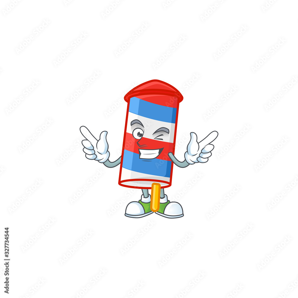 A comical face rocket USA stripes mascot design with Wink eye A comical face rocket USA stripes mascot design with Wink eye