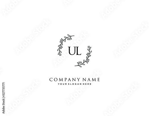 UL initial letter elegant handwriting logo collection photo