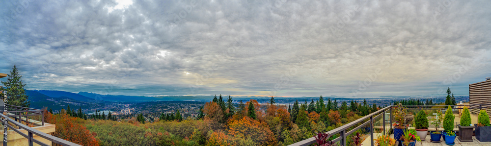 Panoramic view from UniverCity Highlands on a Fall evening