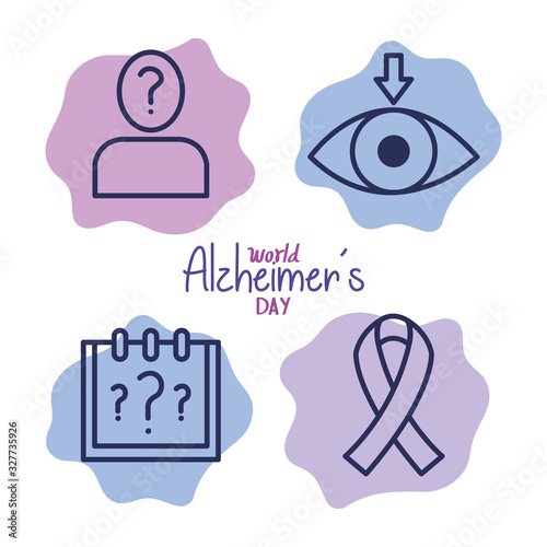 world alzheimer day with icons decoration vector illustration design