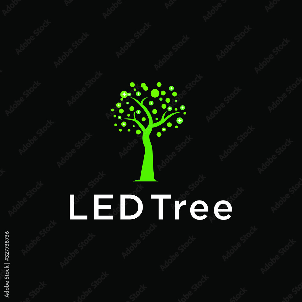 modern led tree vector logo design