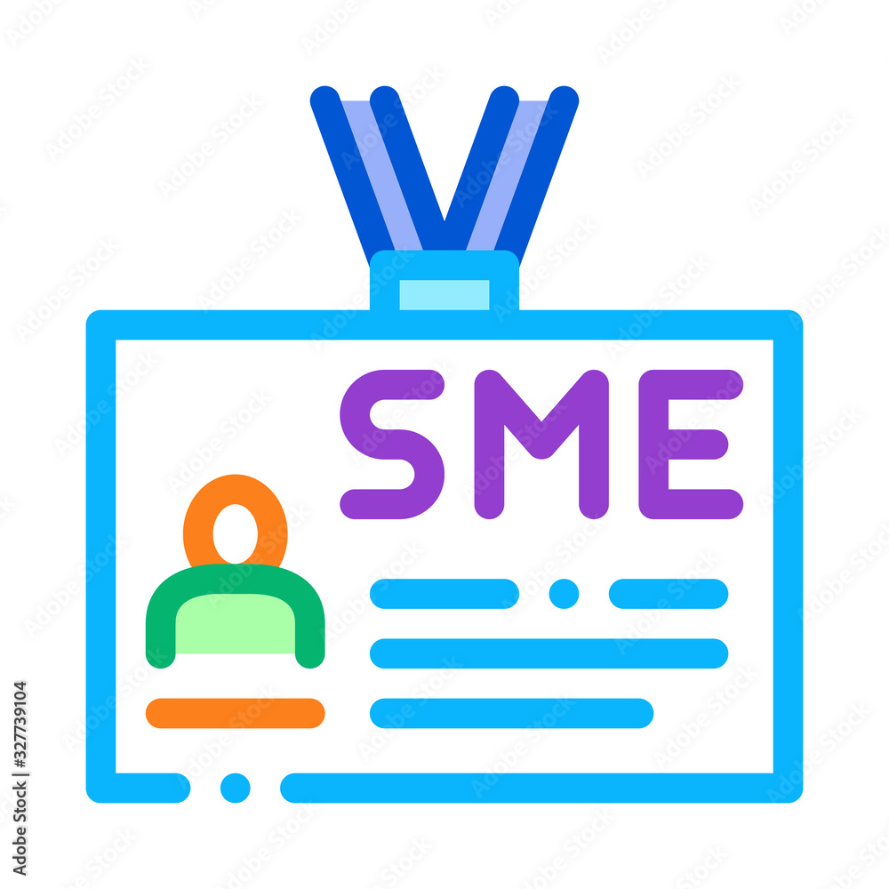 Sme Worker Badge With Photo Icon Thin Line Vector. Company Badge, Pass Document With Employee Information Color Symbol Illustration Sme Worker Badge With Photo Icon Thin Line Vector. Company Badge, Pass Document With Employee Information Color Symbol Illustration