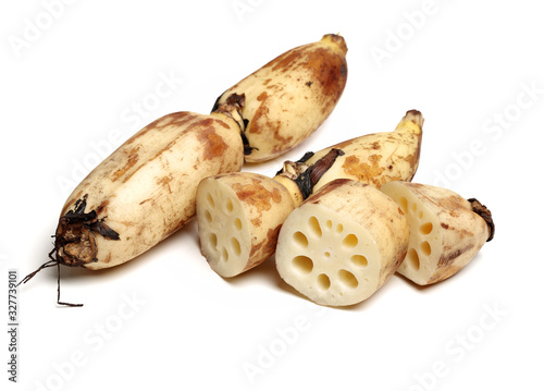 Lotus root on the white background