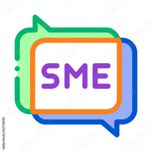 Sme In Talking Quote Frames Icon Thin Line Vector. Sme Communication, Discussing And Speaking Color Symbol Illustration