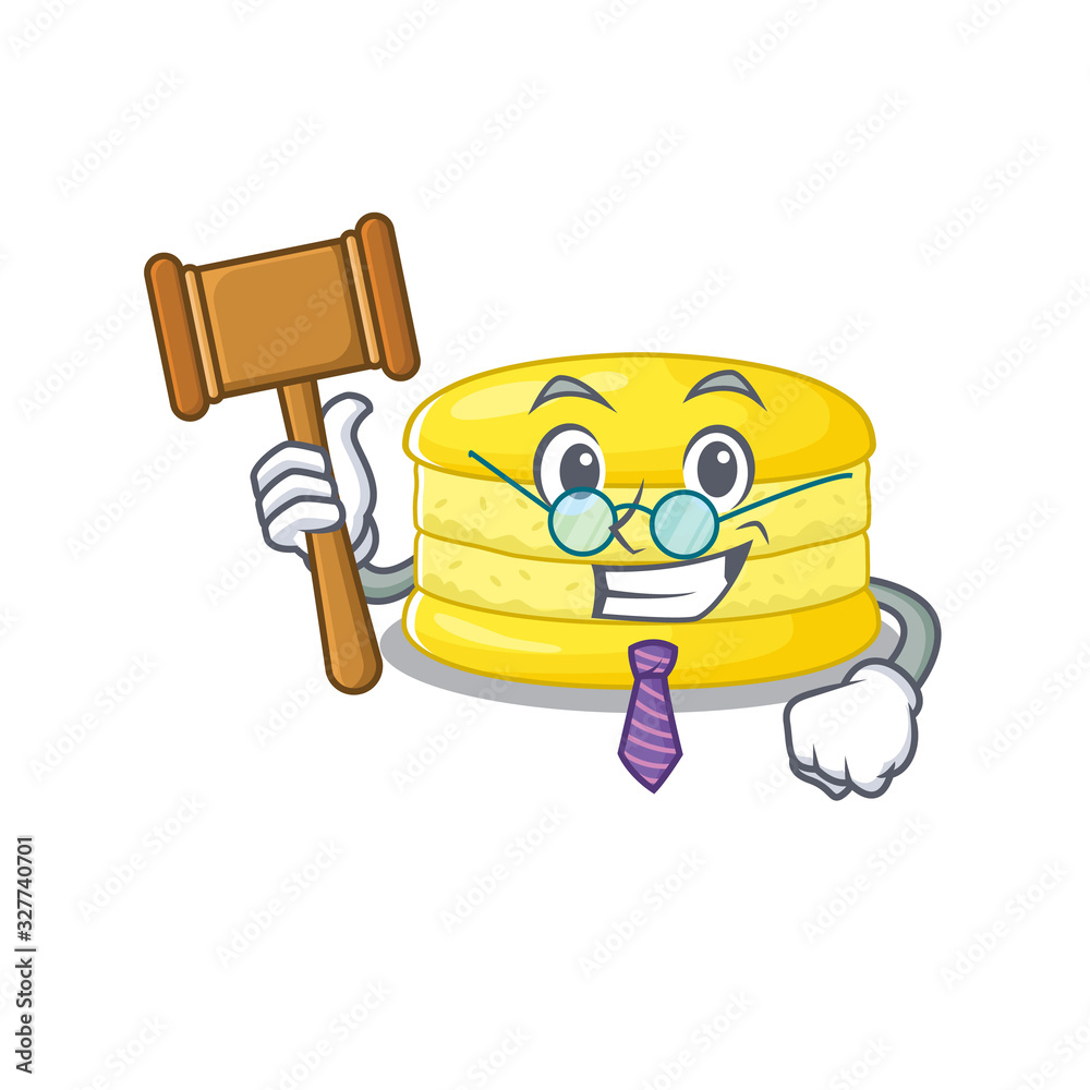 Smart Judge lemon macaron in mascot cartoon character style Smart Judge lemon macaron in mascot cartoon character style