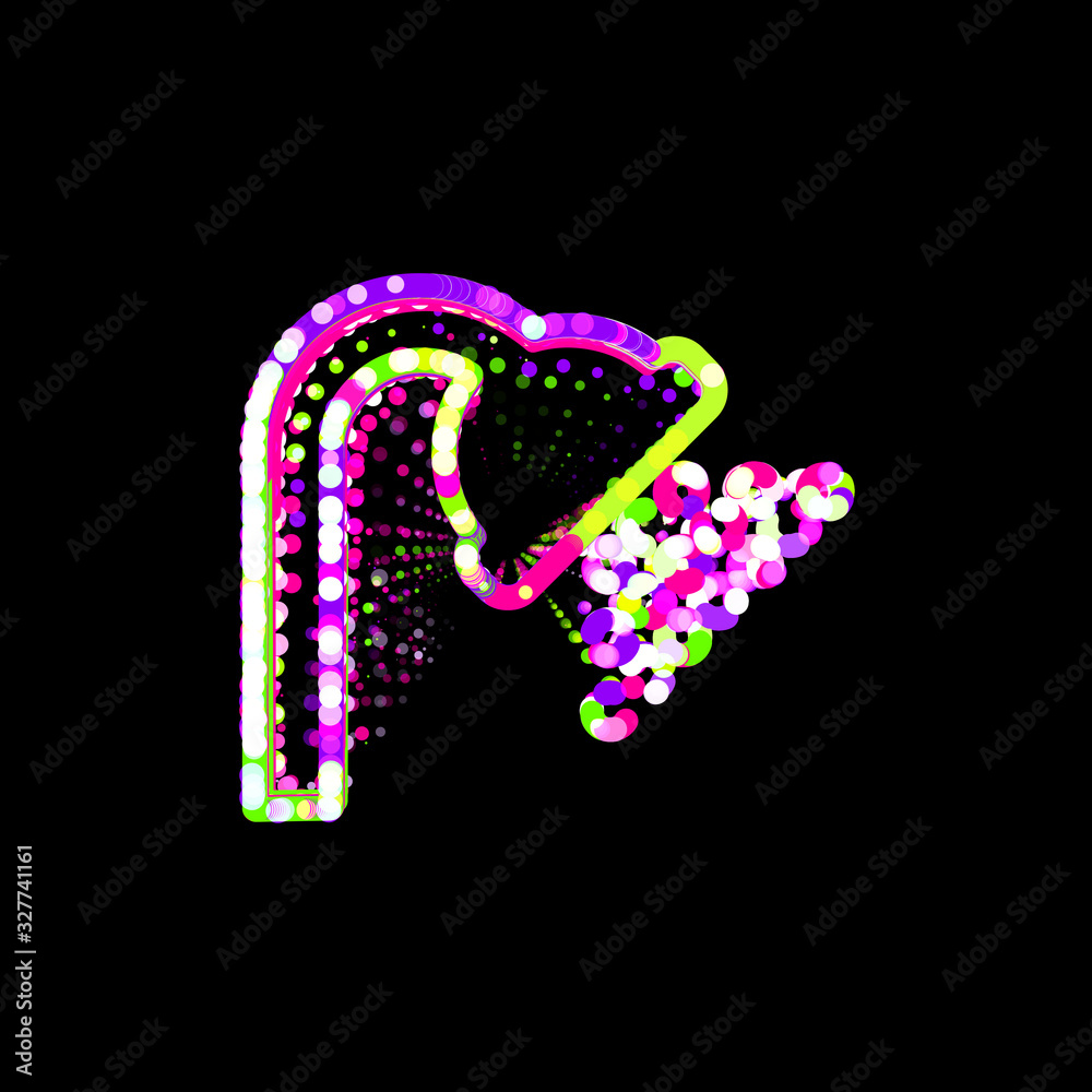 Symbol shower from multi-colored circles and stripes. UFO Green, Purple, Pink Symbol shower from multi-colored circles and stripes. UFO Green, Purple, Pink