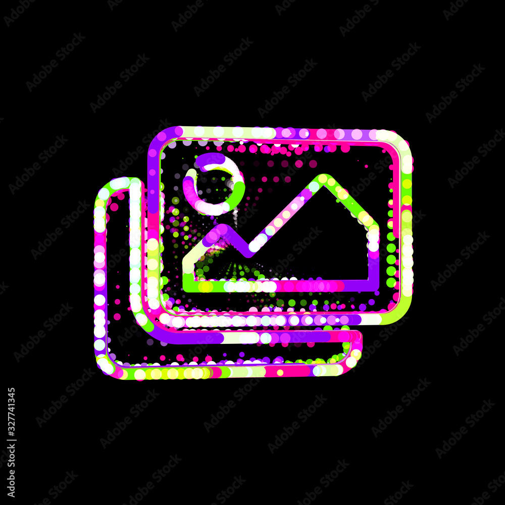 Symbol pictures from multi-colored circles and stripes. UFO Green, Purple, Pink