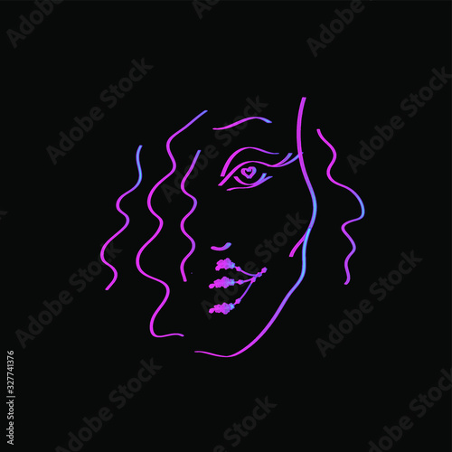 vector illustration Beauty fashion women in line art style on black background
