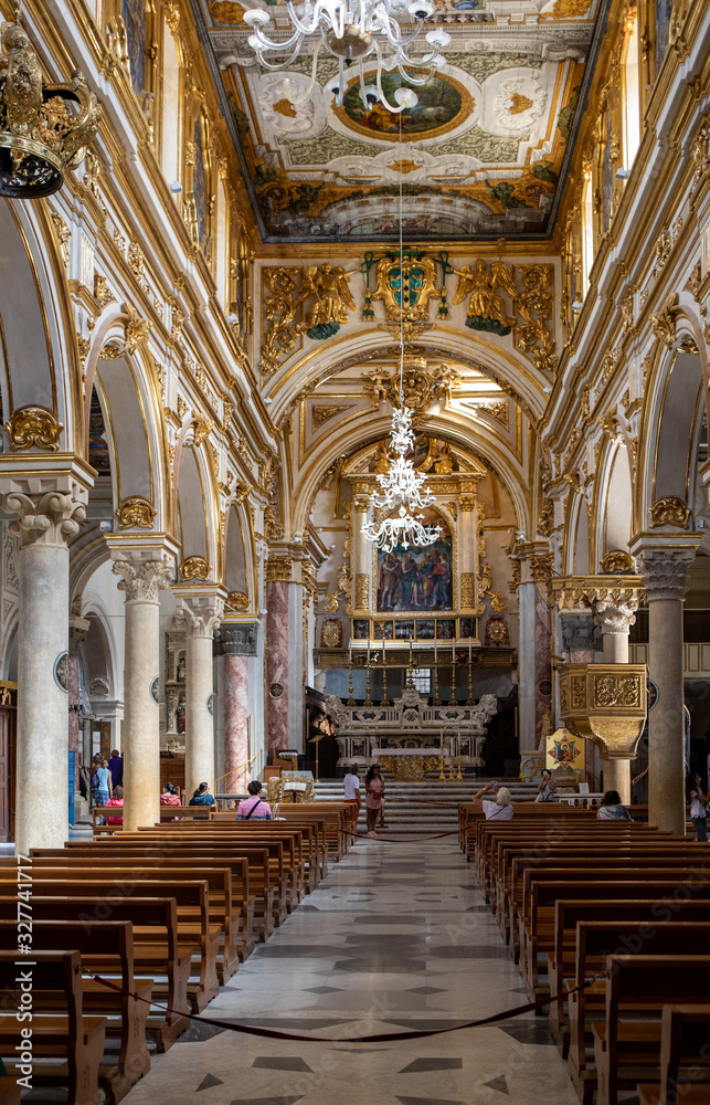  Paintings and decorations in the interiors of Matera Cathedral, Basilicata,  Italy