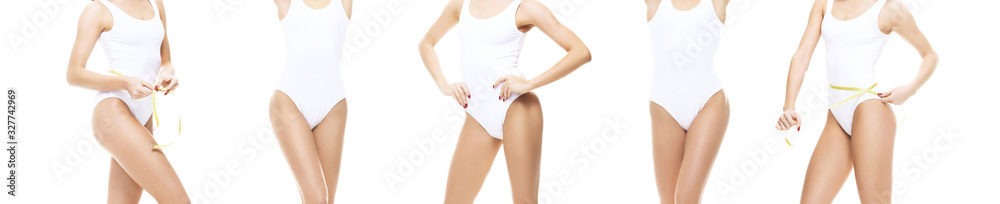 Young, sporty and fit girl in underwear. Isolated background. Fitness Concept.