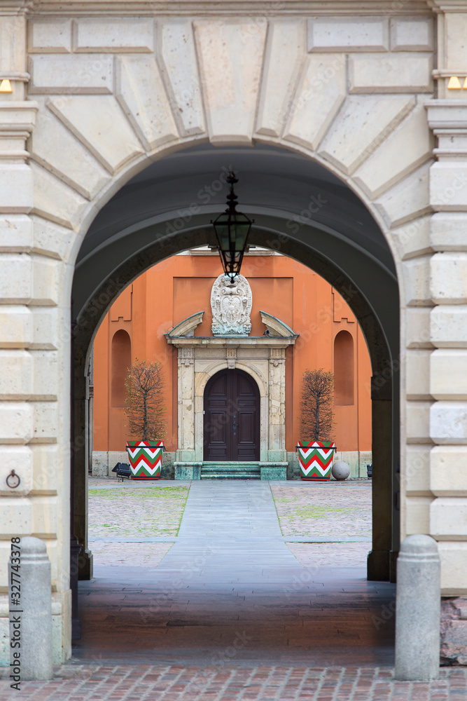 Entrance gate to Royal Castle, Warsaw, Poland