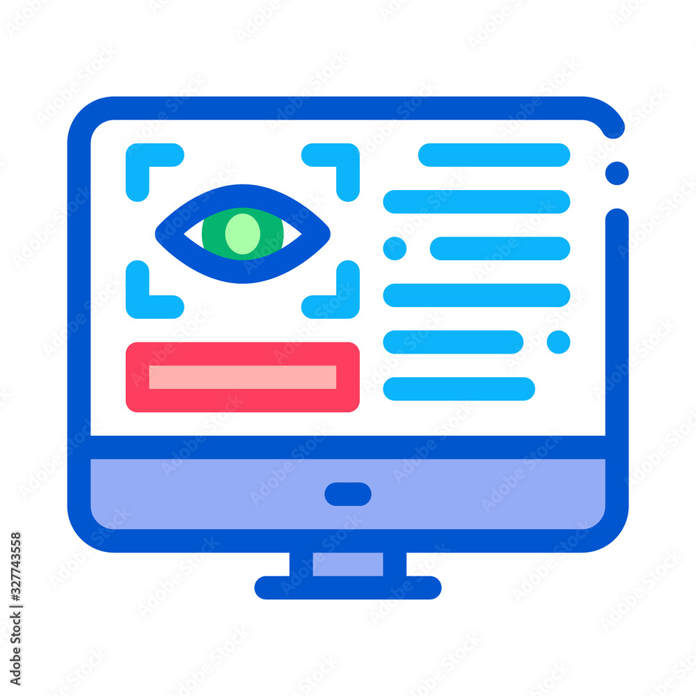 Optometry Online Information Icon Thin Line Vector. Eye And Info On Computer Display Optometry Info Color Symbol Illustration Optometry Online Information Icon Thin Line Vector. Eye And Info On Computer Display Optometry Info Color Symbol Illustration